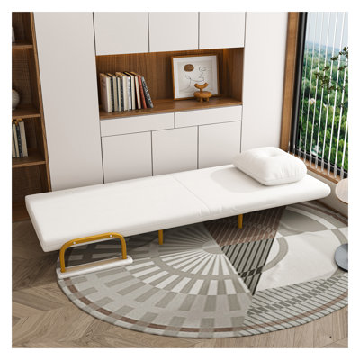 Canapé-lit convertible 3 en 1 avec dossier réglable à 5 positions - Canapé-lit en lin blanc pour petit salon, appartement, chambre d'amis et bureau
