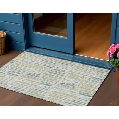 Tapis d'extérieur lavable à motif d'artichauts verts et dorés 3 pi x 5 pi