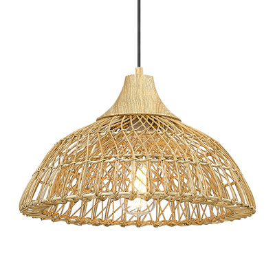 16'' 2-Light Hand-Woven Rattan Pendant Light
