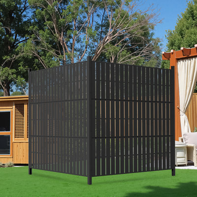 Panneaux de clôture d'extérieur de 47 po x l 47 po avec piquets de sol, ensemble de clôture toutes saisons pour climatiseur, poubelle, clôture pour équipement de piscine