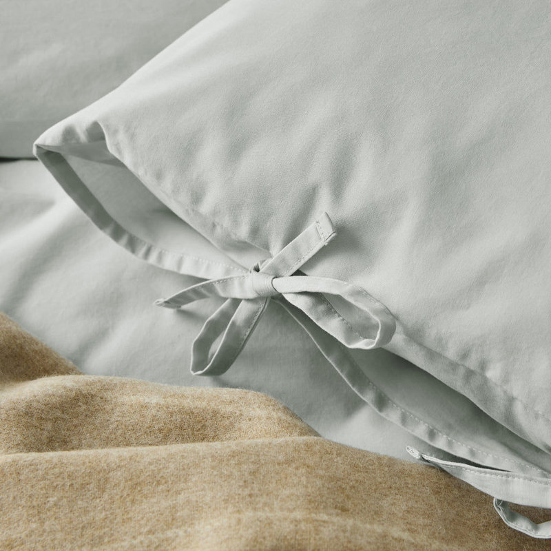 Stiliana 300 Thread Count Stonewashed Cotton Pillowcase Pair with Tie Hem, Mineral Blue