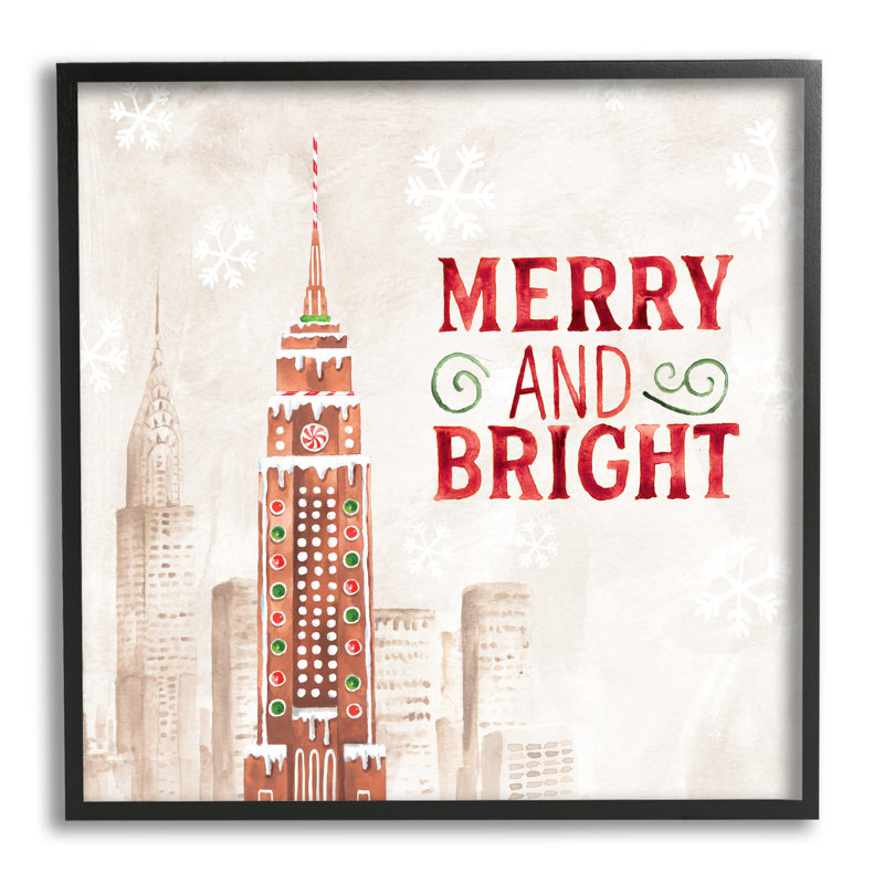 «Merry And Bright Christmas Expression Gingerbread Architecture Cityscape» par Nina Pierce - impression sur toile