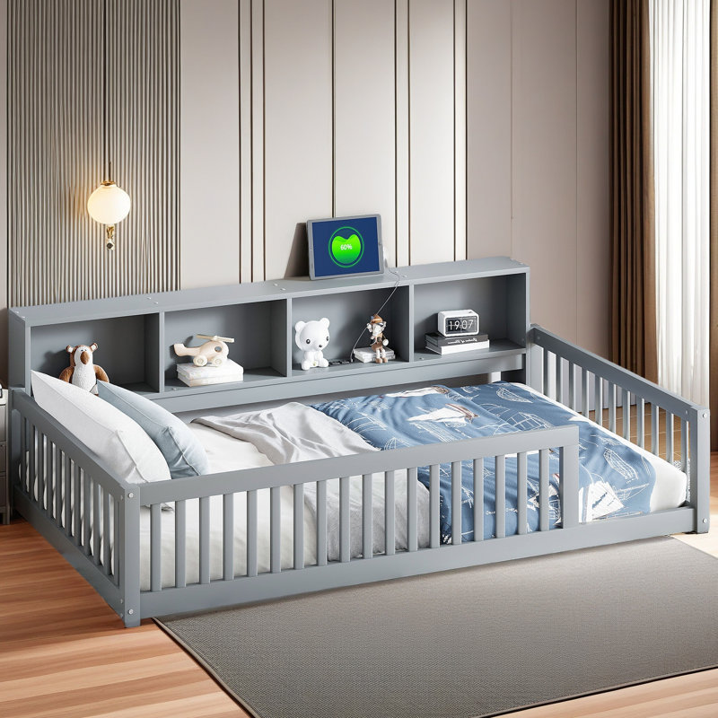 Lit simple en bois TG, Gris