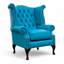 Upholstered Full Grain Leather Wingback Chair