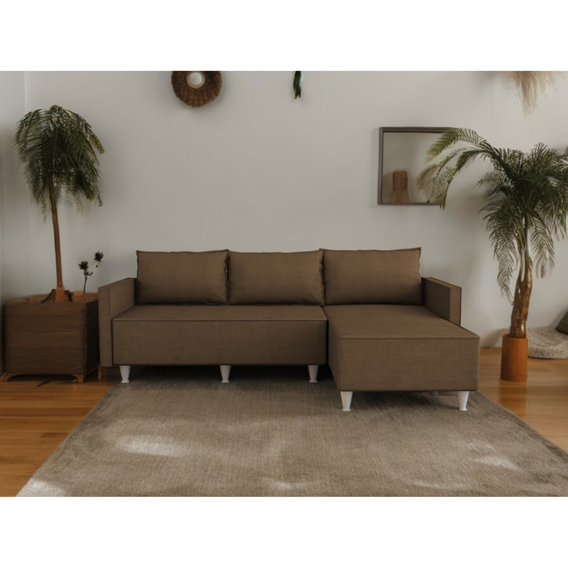 Canapé modulaire brun - conception réversible pour des styles de pièces polyvalents, 5 avec mousse et bois massif, assemblage rapide requis, divers réglages, simple