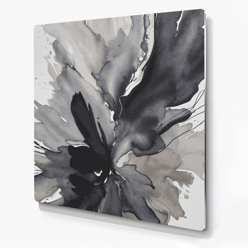 Aquarelle abstraite 47, art mural gris en métal, H 12 po x l 12 po