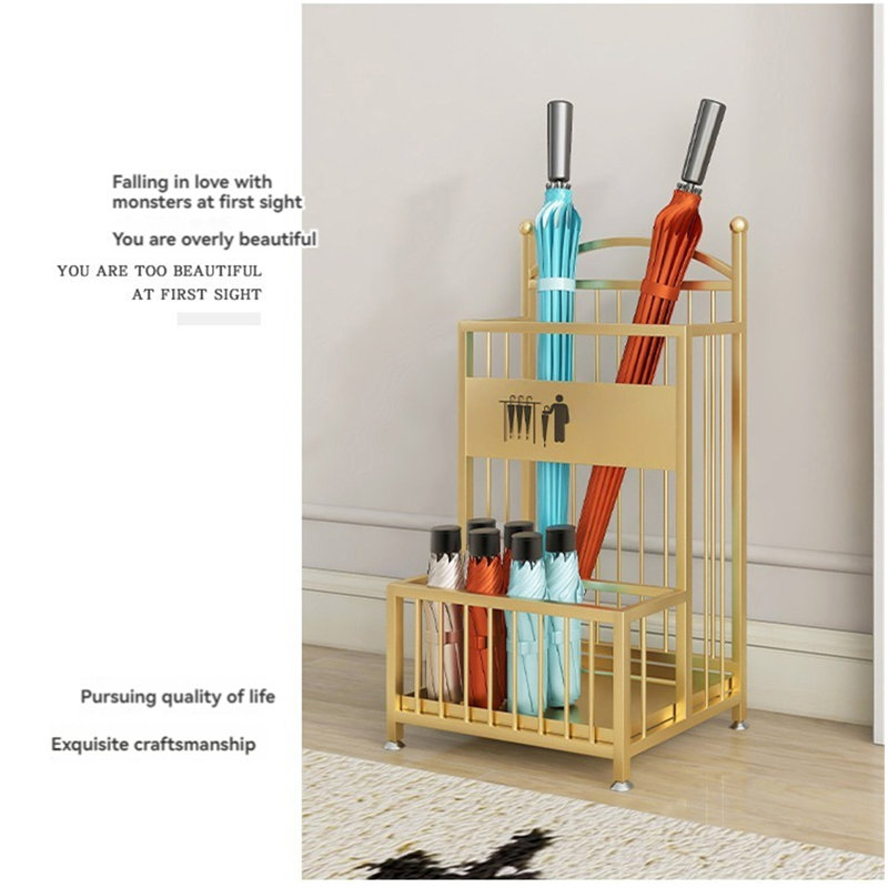 Metal Freestanding Umbrella Stand, Gold
