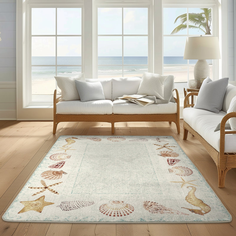 Guy Harvey Seashell Swirl Area Rug, Rectangle 5'4" x 7'8"