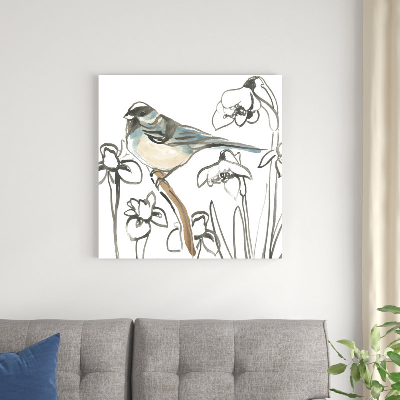 «Songbird Meadow II» par June Erica Vess - peinture sur toile tendue, H 30 po x l 30 po