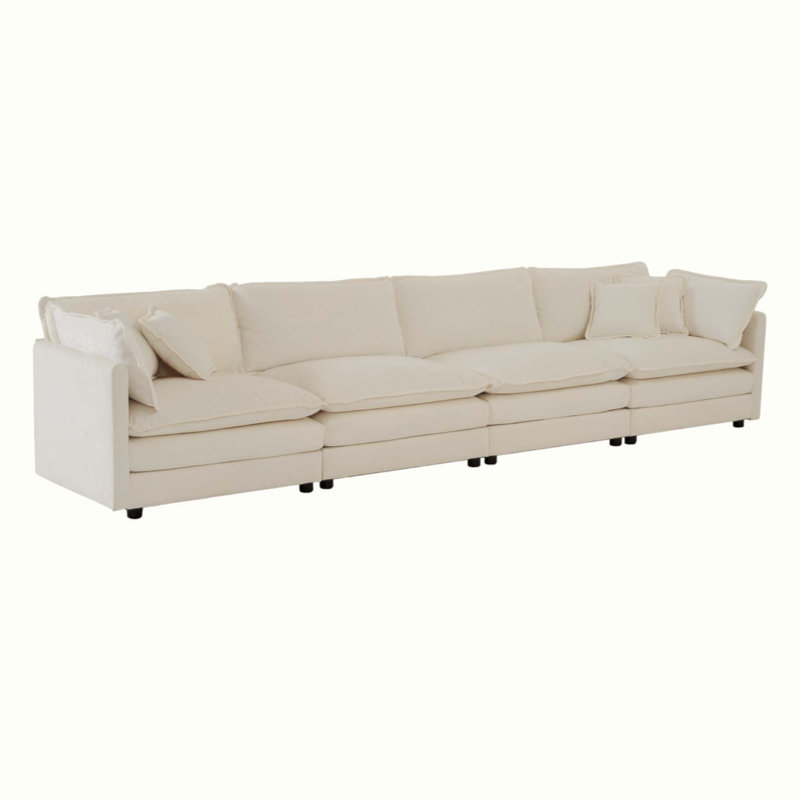 Canapé modulaire Tomica, Chenille beige, 4