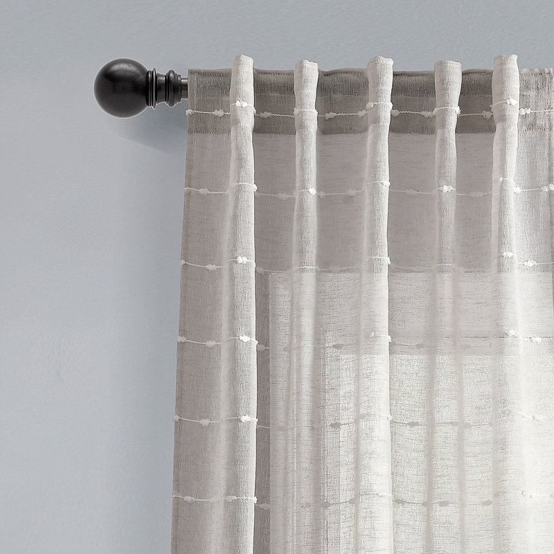 Sheer Curtain Pair, 38" W x 84" L, Gray