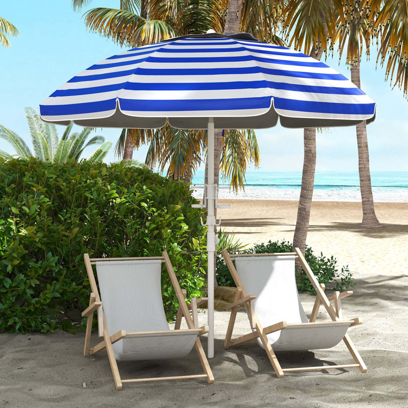 Parasol d'extérieur polyvalent avec caractéristiques avancées pour une expérience d'ombrage ultime, Bleu / rayures blanches