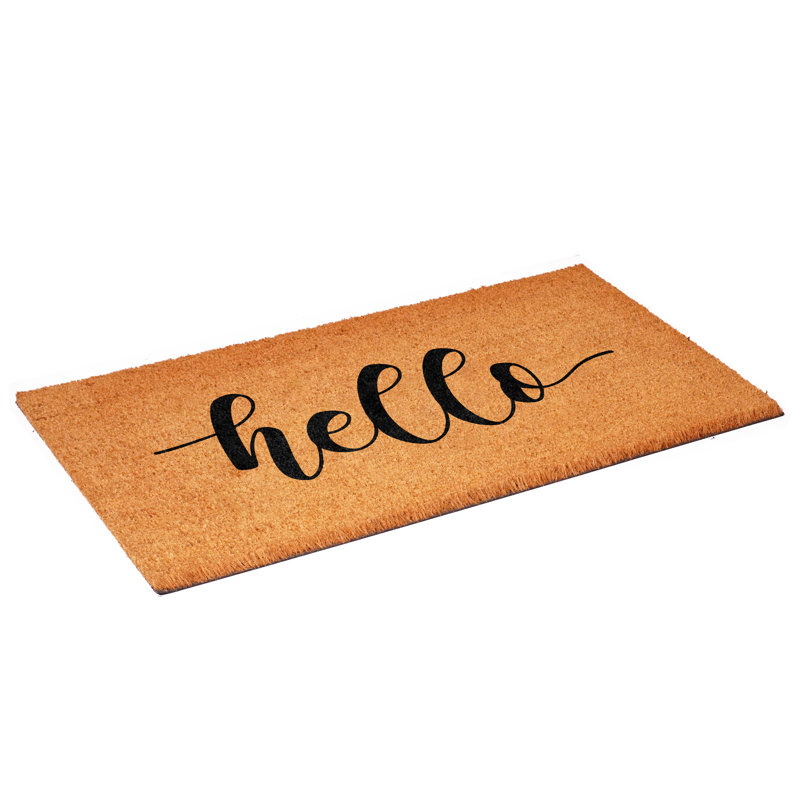 Tapis d'entrée antidérapant pour l'intérieur Hello Script, Noir, L 24 po x L 36 po