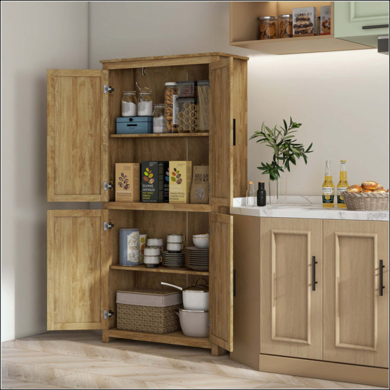 Armoire de rangement en rotin avec tablette réglable, style bohémien