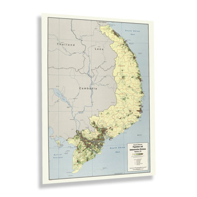 " 1973 South Vietnam Population & Administrative Divisions Map Poster Wall Art "