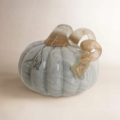 Spiral Marble Glass Pumpkin Holiday Accent