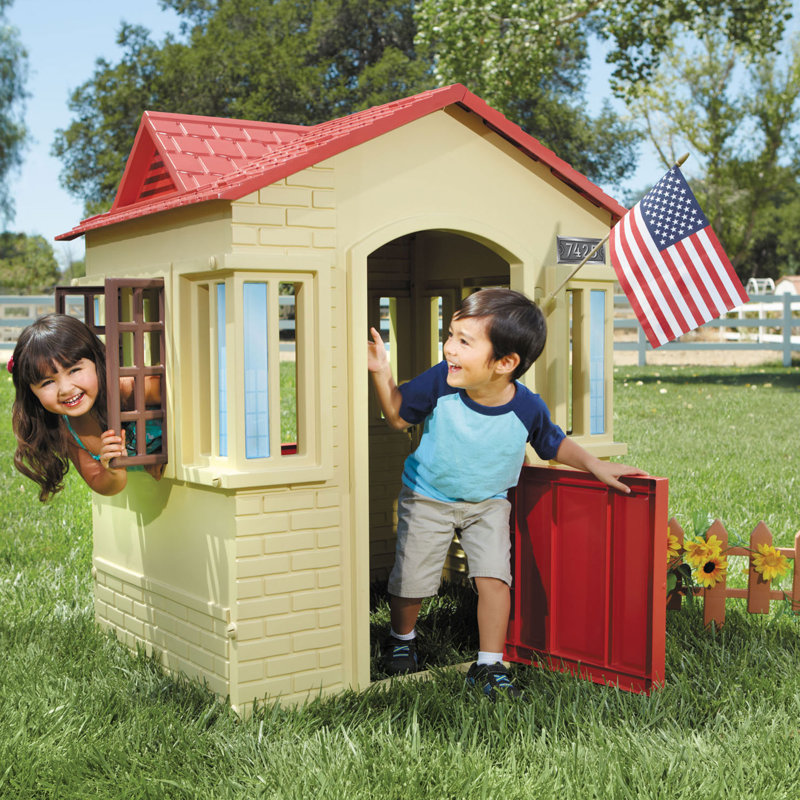 Little Tikes 108.6cm W x 88.9cm D Outdoor Plastic Playhouse, Tan