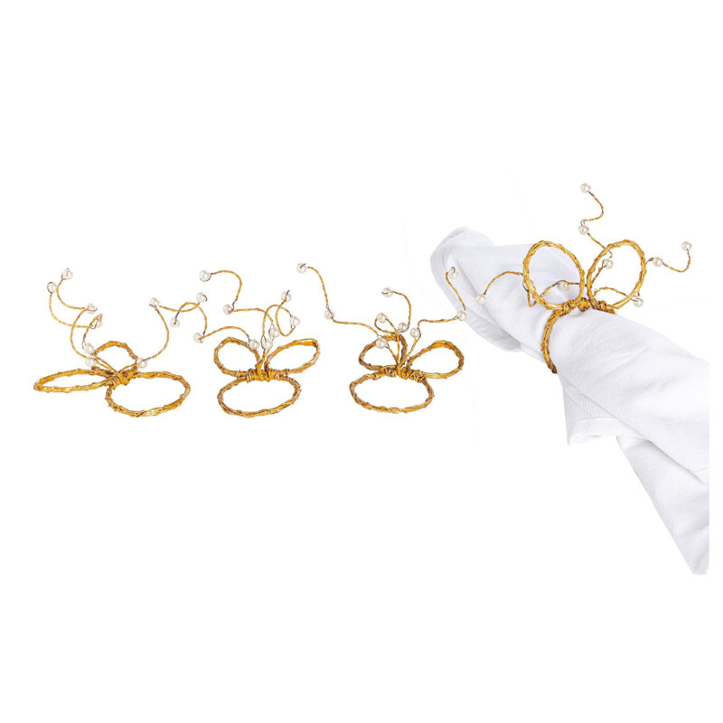 Ensemble de 4 anneaux de serviettes en forme de perles de lapin de Pâques 