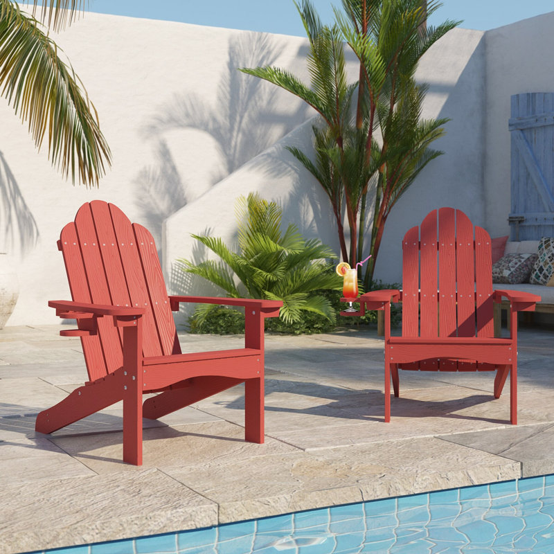 Hackneyville Outdoor Adirondack Chair, Red