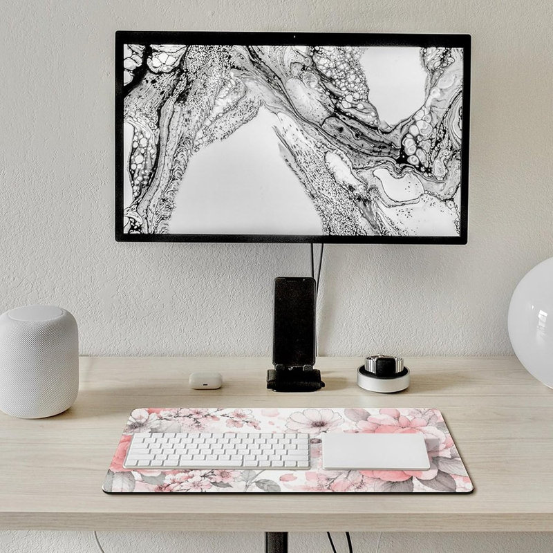 Tapis de souris pour ordinateur de bureau avec passe-partout 11,8 po x 27,6 po antidérapant et doux