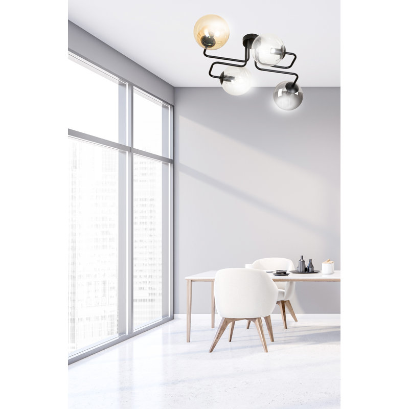 Cadesia Glass Semi Flush Mount, Graphite/Amber/Transparent