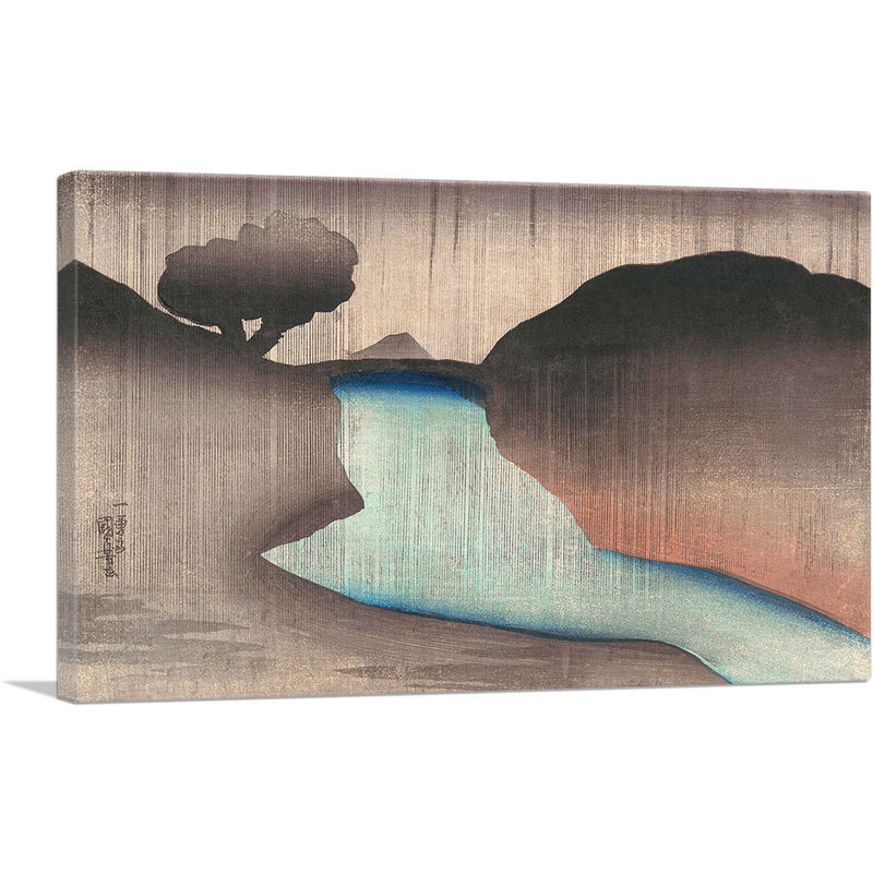 «Ochanomizu in the Rain» par Utagawa Kuniyoshi - reproduction d'art sur toile tendue, H 26 po x l 40 po x P 0,75 po