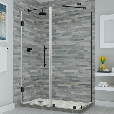 Cabine de douche rectangulaire à charnière sans cadre 30,38 po x 72 po Bromley
