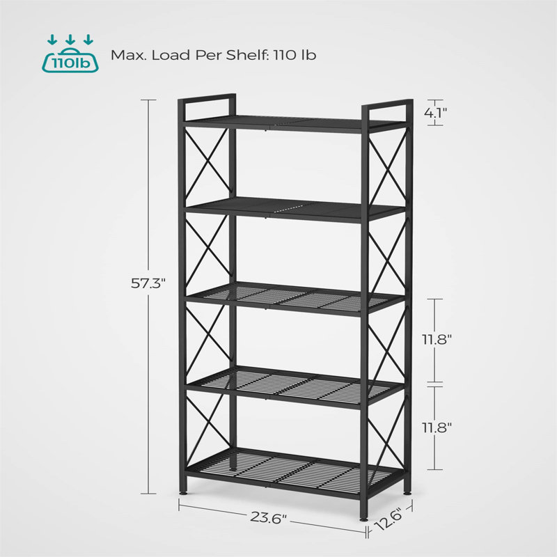 Emilyjo Steel Standard Baker's Rack with Microwave Compatibility, 57.28" H x 23.62" W x 12.6" D