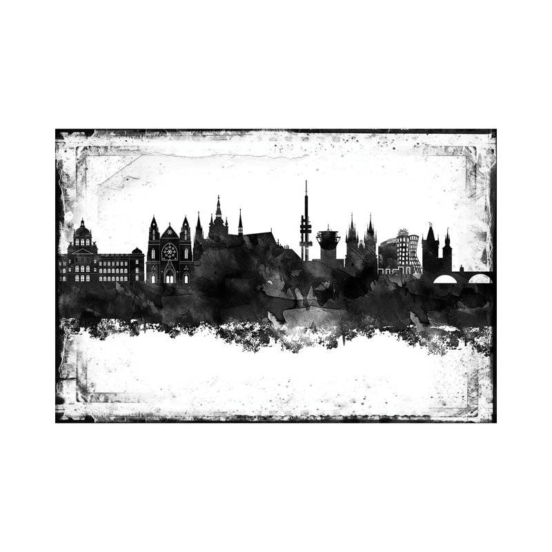 Prague Black & White Film by WallDecorAddict - Wrapped Canvas Print, 20.32 cm H x 30.48 cm W