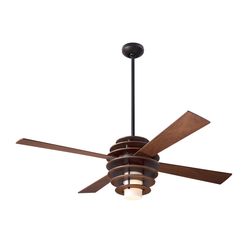 52'' Ceiling Fan with Light Kit, Mahogany/Dark Bronze, Handheld Remote Control (2-wire), Mahogany