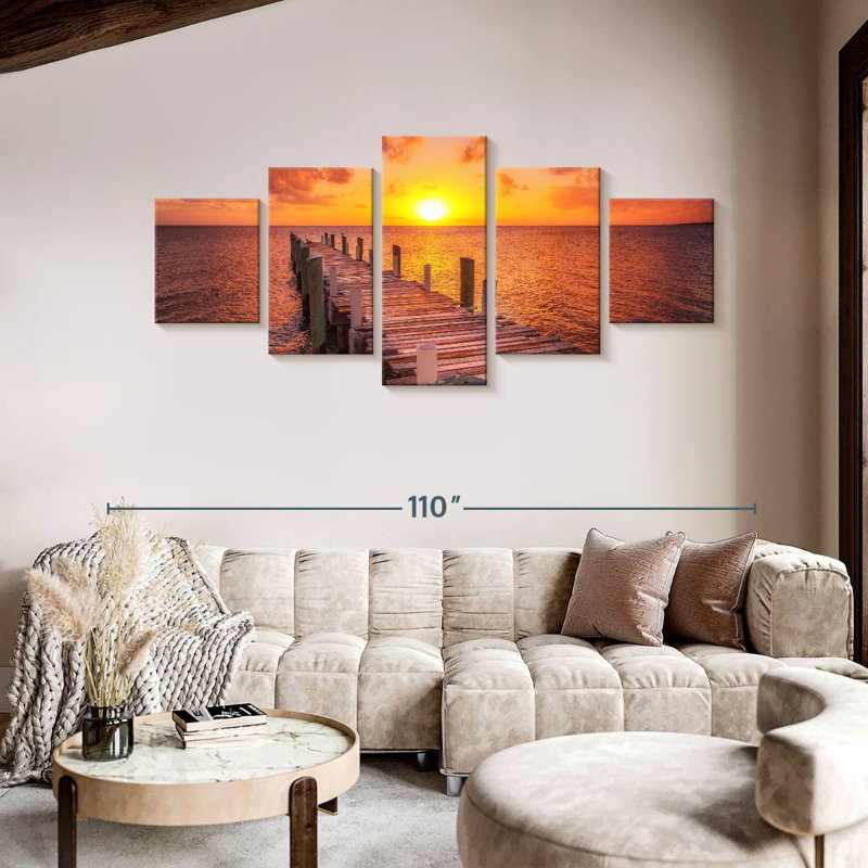 Coucher de soleil, H 42 po x l 92 po