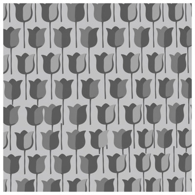 Gray Tulip Repetition Quilted Thin Bedspread