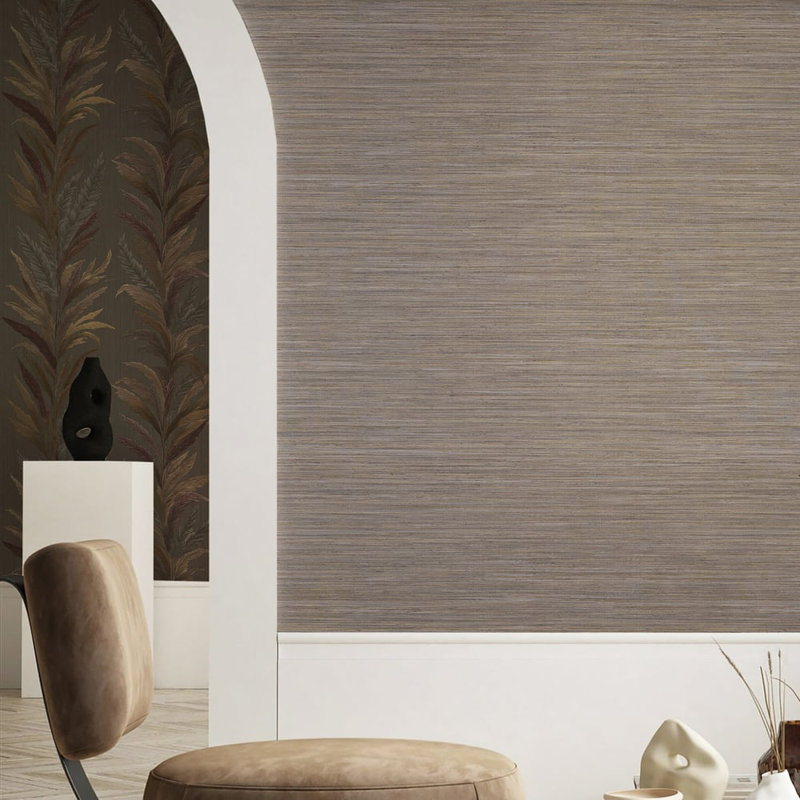 Ornamenta Collection Horizontal Texture Wallpaper Roll, Grey