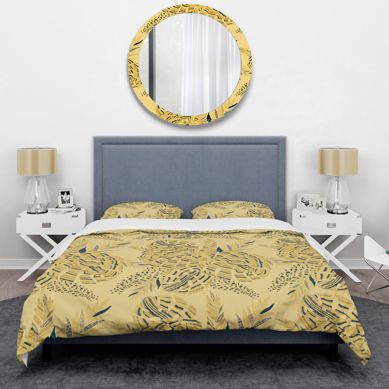 Ensemble de housse de couette en microfibre doré / noir / gris 3 pièces