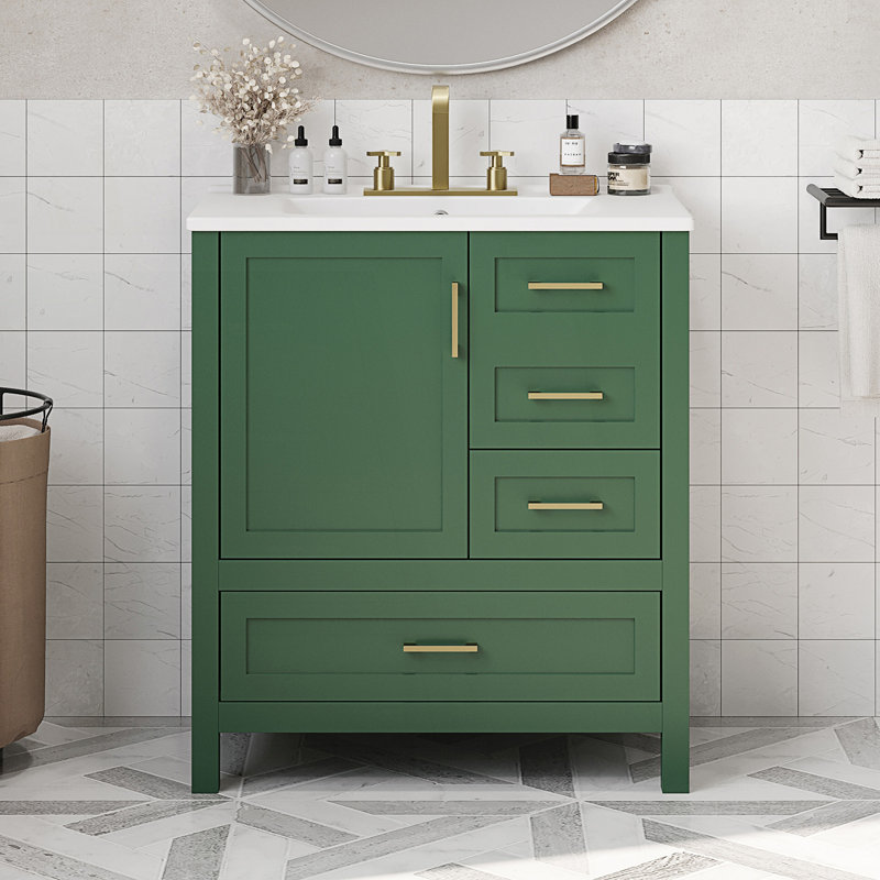 Ensemble de meuble-lavabo avec lavabo, armoire de rangement pour salle de bain avec porte à fermeture en douceur