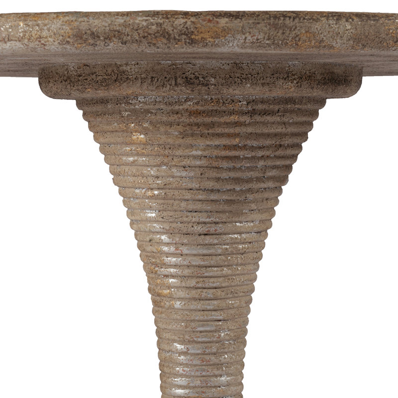 Gloria Round Antique Gold and Silver Leaf End Table