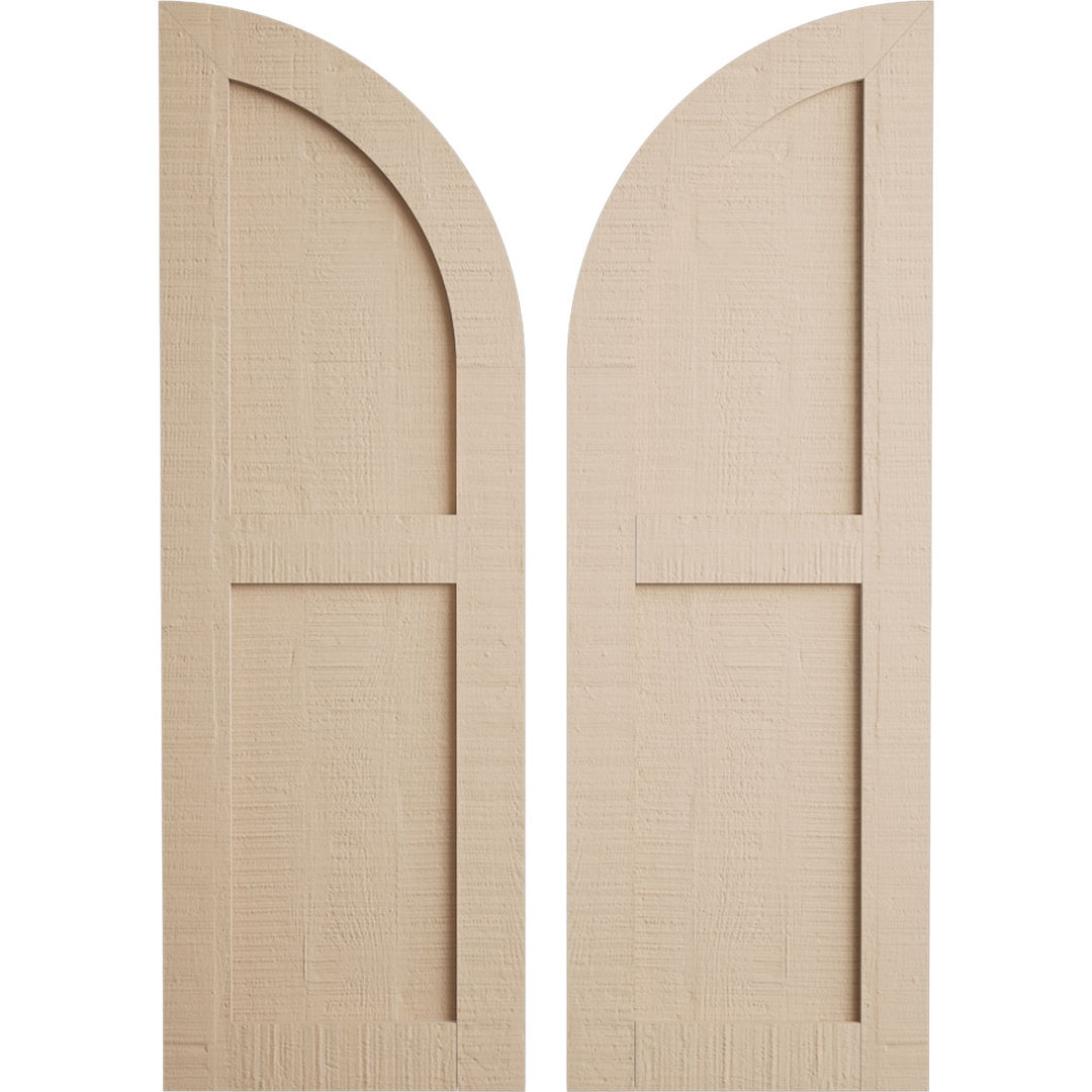 Timberthane Two Equal Flat Panel w/Quarter Round Arch Top Faux Wood Shutters (Per Pair) Ekena Millwork 