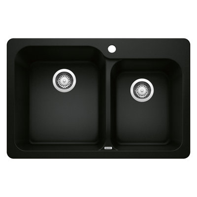 Évier de cuisine à double cuve encastrable / sous-comptoir avec crépine L 32 po x l 21 po Vision SILGRANIT