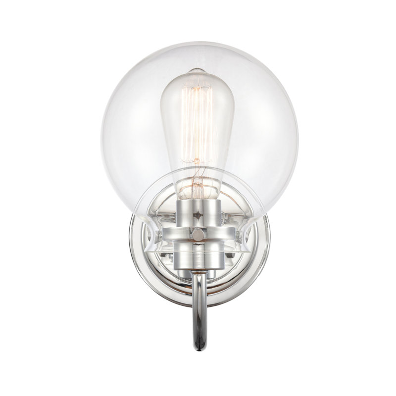 Meisner - 1 lumière - 6 po - Chrome poli - abat-jour transparent - lumière de meuble-lavabo, Clear