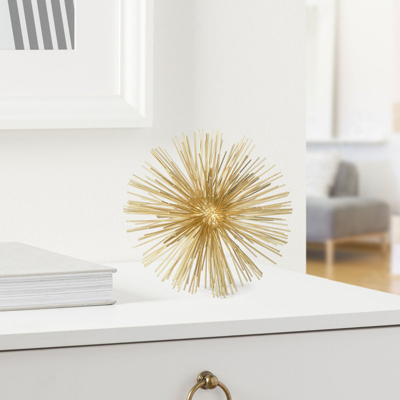 Nova 7" Gold Sputnik Starburst Tabletop Sculpture, 7" H x 7" W x 7" D, Gold