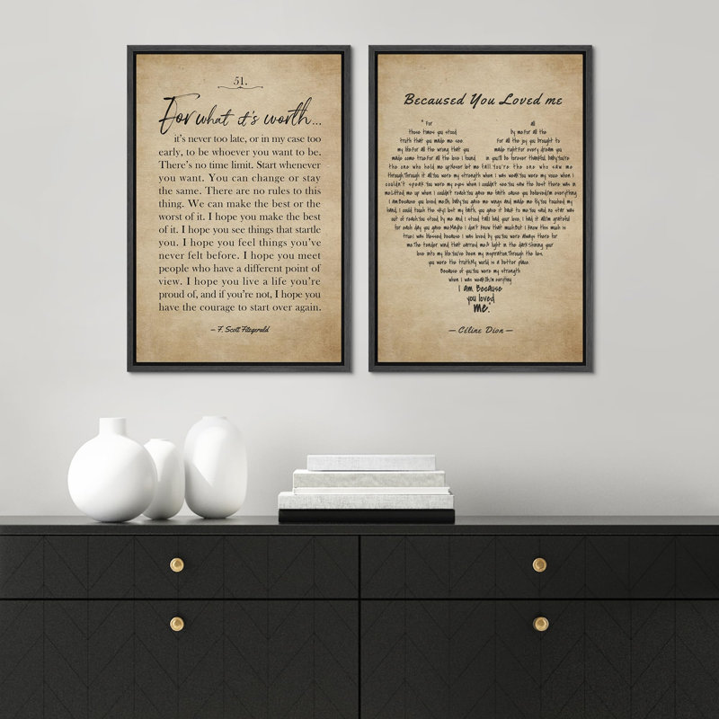 Citations emblématiques littéraires et lyriques, art moderne, décoration murale, minimaliste, 2 pièces, Noir