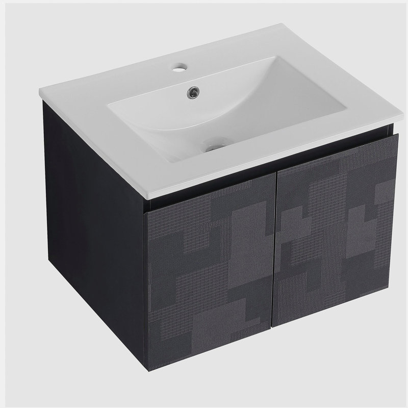 Lavabo mural pour salle de bain avec bol en céramique et porte à fermeture en douceur