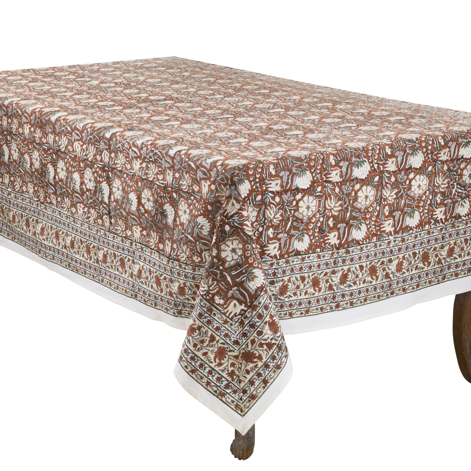 70" Floral Cotton Tablecloth, 60"x120"