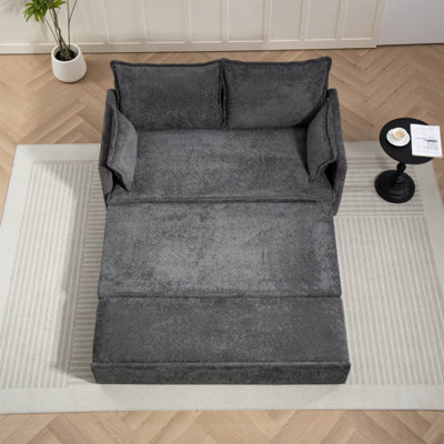 59.5Inch Pull Out Sofa Bed,Corduroy Convertible Sleeper Sofa Couch,Side Storage,And USB/C-TYPE Charging Ports Chair For Living Room,Bedroom,Apartment