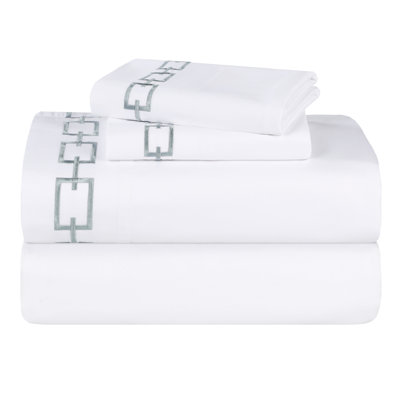 Superior 100% Cotton Chain Link Embroidered Deep Pocket Bed Sheet Set