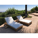 Jess Teak Single Chaise Lounger White Cushions