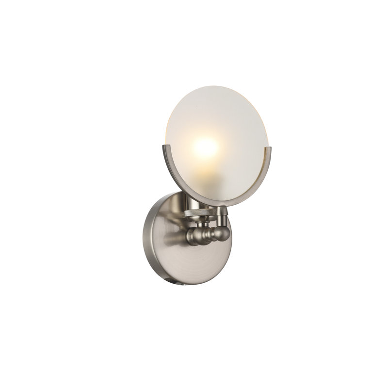 Transitional LED Round Nickel Wall Sconce, Shiny Nickel