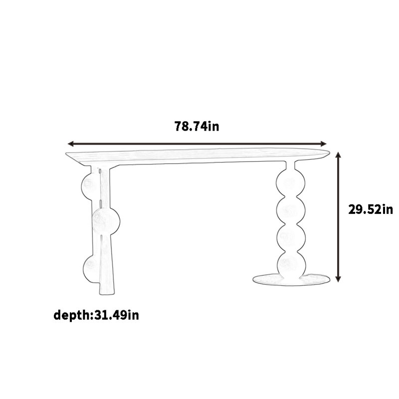 Table de salle à manger French Vintage, H 29,52 po x L 78,74 po x l 31,49 po