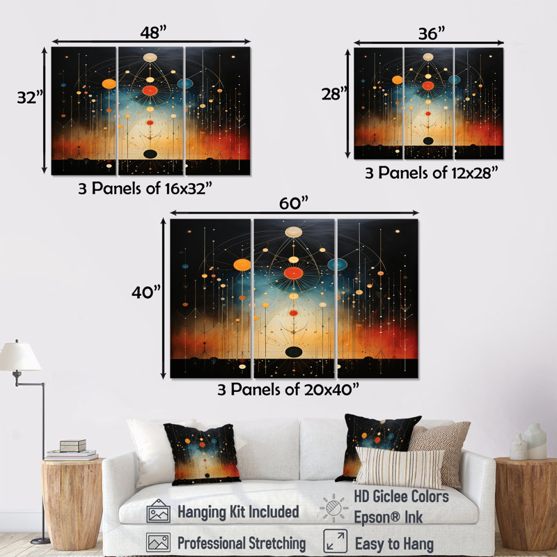 Coreyonna - Ensemble de décoration murale paysage abstrait, H 28 po x l 36 po x P 1 po, Toile tendue