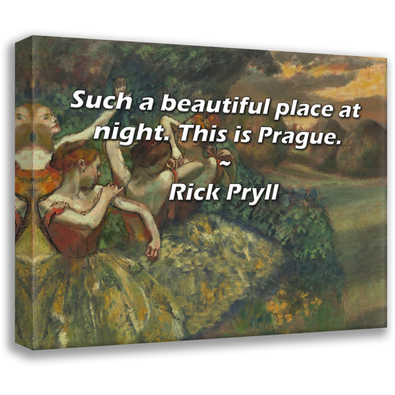 Citation artistique «Un bel endroit la nuit. Voici Prague.» Toile tendue par Rick Pryll Gallery, H 13 po x l 18 po